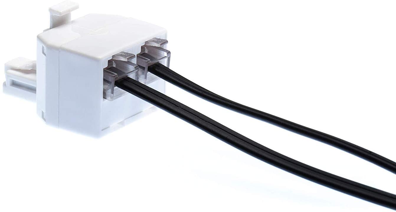 Duplex Jack Phone Wall Adapter - 2 Pack, White - 2-Way Phone Splitter (2 Lines) Wall Jack Phone RJ11 Adapter