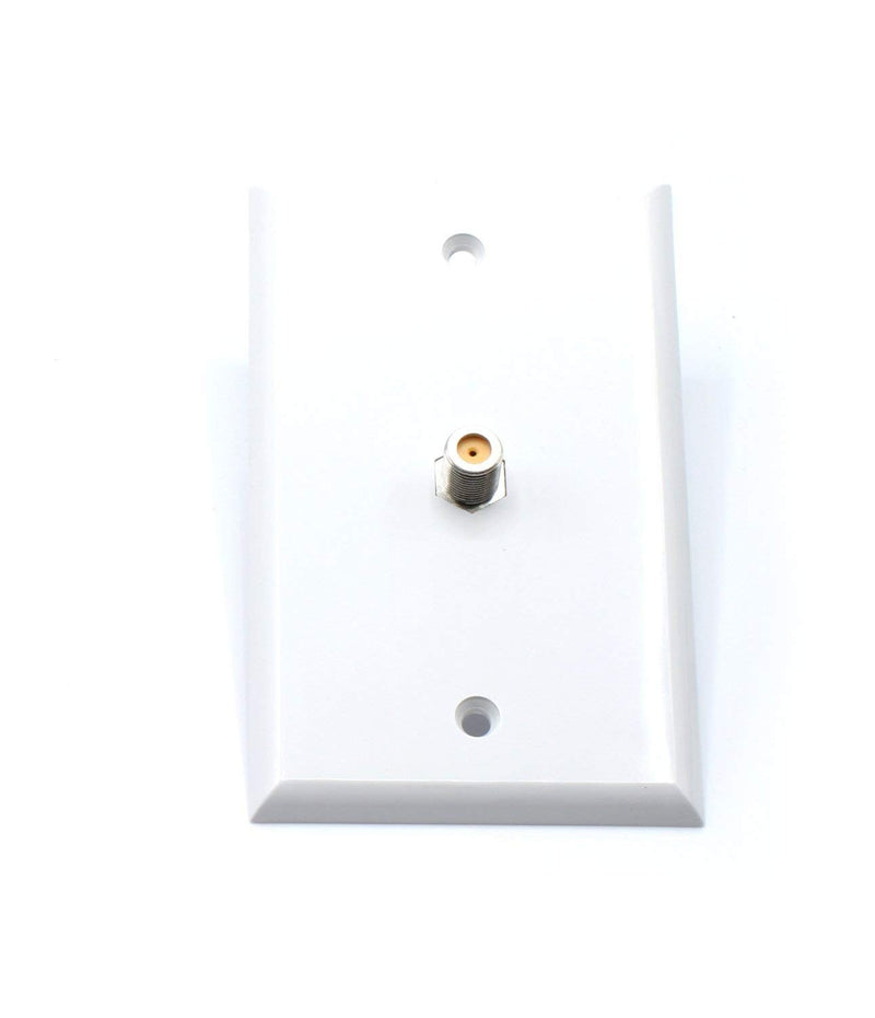 White Video Wall Jack for Coax Cable F Type Coaxial Wallplate (Wall Plate) - 3 GHz Coupler Approved for Comcast, DIRECTV, Satellite Dish, and Antennas (50 Pack)