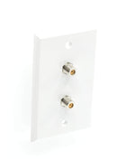 White Video Wall Jack for Twin (Dual Coax Cable) F Type Coaxial Wallplate (Wall Plate) - Two 3 GHz Couplers approved for Comcast, DIRECTV, Satellite Dish, and Antennas (25 Pack)