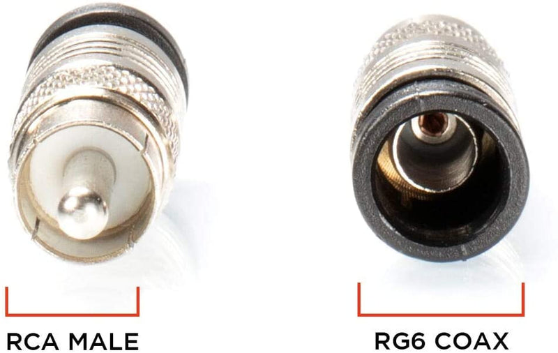RCA Compression Connectors - 100 Pack - RG-6 Coaxial Cable - Universal Male Connectors for RCA, Subwoofer, Composite, Component and Similar Cables