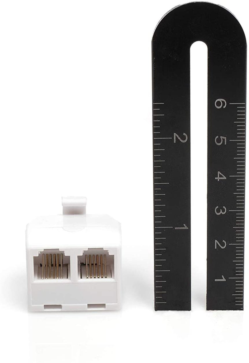 Duplex Jack Phone Wall Adapter - 2 Pack, White - 2-Way Phone Splitter (2 Lines) Wall Jack Phone RJ11 Adapter