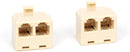Duplex Jack Phone Wall Adapter - 2 Pack, Ivory - 2-Way Phone Splitter (2 Lines) Wall Jack Phone RJ11 Adapter