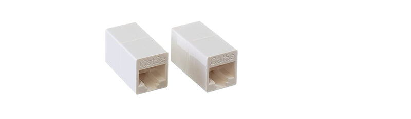 Ethernet Extender and Adapter - RJ45 Ethernet Data Cable f Connector Coupler - 8 Conductor 8p8c 4 Line - (White) - 2 Pack