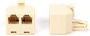 Duplex Jack Phone Wall Adapter - 3 Pack, Ivory - 2-Way Phone Splitter (2 Lines) Wall Jack Phone RJ11 Adapter
