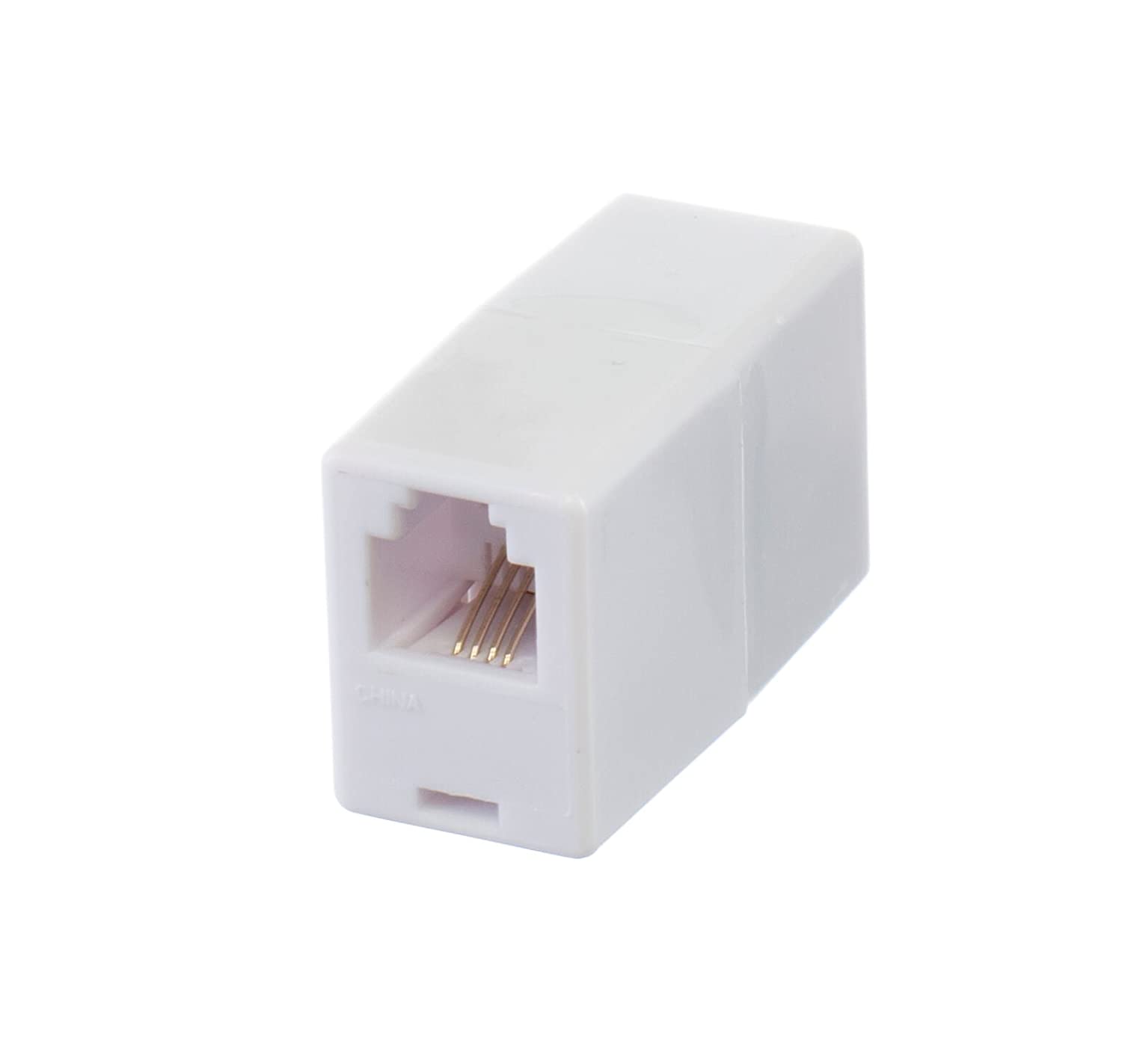 Telephone Cord Coupler - High Quality Phone In Line Coupler - 4 Conductor (2) Telephone Lines - 2 Pack (WHITE)