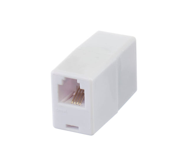 Telephone Cord Coupler - High Quality Phone In Line Coupler - 4 Conductor (2) Telephone Lines - 1 Pack (WHITE)