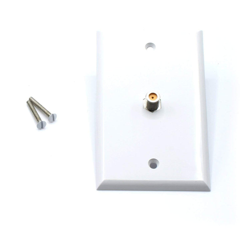 White Video Wall Jack for Coax Cable F Type Coaxial Wallplate (Wall Plate) - 3 GHz Coupler Approved for Comcast, DIRECTV, Satellite Dish, and Antennas (4 Pack)