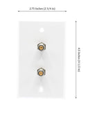 White Video Wall Jack for Twin (Dual Coax Cable) F Type Coaxial Wallplate (Wall Plate) - Two 3 GHz Couplers approved for Comcast, DIRECTV, Satellite Dish, and Antennas (50 Pack)