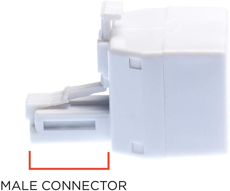 Duplex Jack Phone Wall Adapter - 1 Pack, White - 2-Way Phone Splitter (2 Lines) Wall Jack Phone RJ11 Adapter