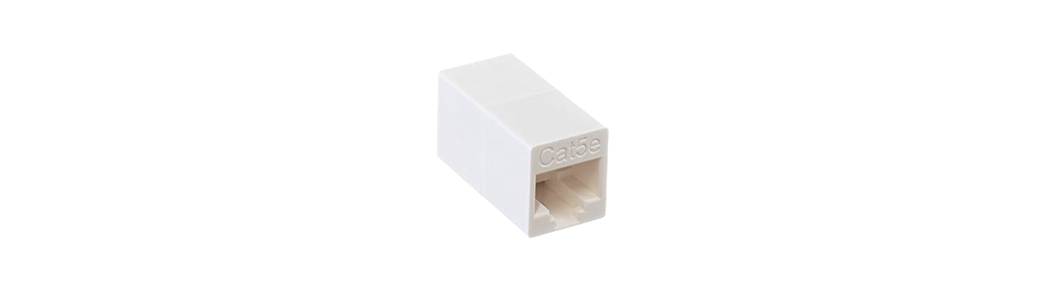Ethernet Extender and Adapter - RJ45 Ethernet Data Cable f Connector Coupler - 8 Conductor 8p8c 4 Line - (White) - 1 Pack