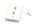 White Video Wall Jack for Twin (Dual Coax Cable) F Type Coaxial Wallplate (Wall Plate) - Two 3 GHz Couplers approved for Comcast, DIRECTV, Satellite Dish, and Antennas (100 Pack)