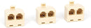 Duplex Jack Phone Wall Adapter - 3 Pack, Ivory - 2-Way Phone Splitter (2 Lines) Wall Jack Phone RJ11 Adapter