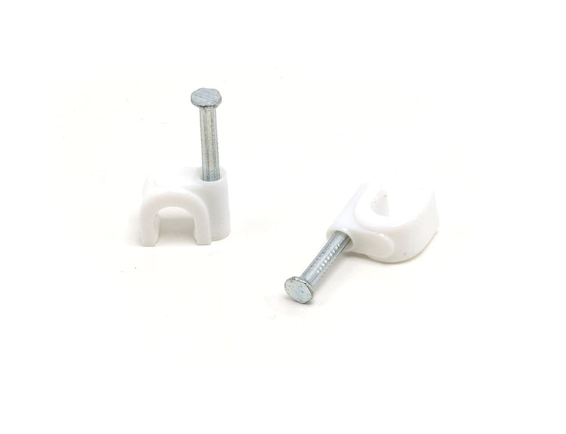 THE CIMPLE CO - Single Coaxial Cable Clips, Cat6, Electrical Wire Cable Clip, 1/4 in (6 mm) Nail Clip and Fastener, White (100 pieces per bag)
