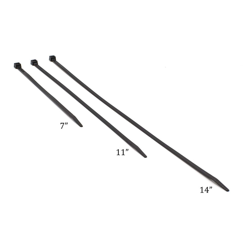 14 inch Black Nylon Zip Ties - Strong Zip Tie, Wire Ties - Indoor and Outdoor Rated -Screw Mounting Hole, Zip Ties (Wire Ties, Cable Ties), 100 Pack - Black - 14"