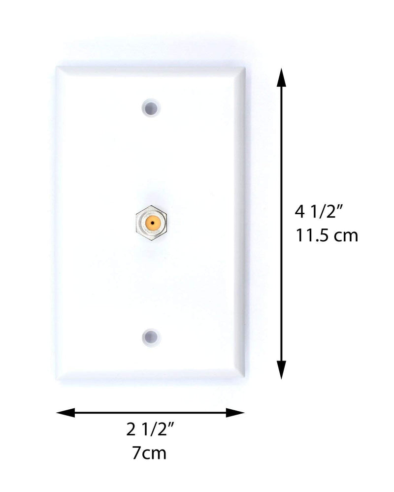 White Video Wall Jack for Coax Cable F Type Coaxial Wallplate (Wall Plate) - 3 GHz Coupler Approved for Comcast, DIRECTV, Satellite Dish, and Antennas (25 Pack)