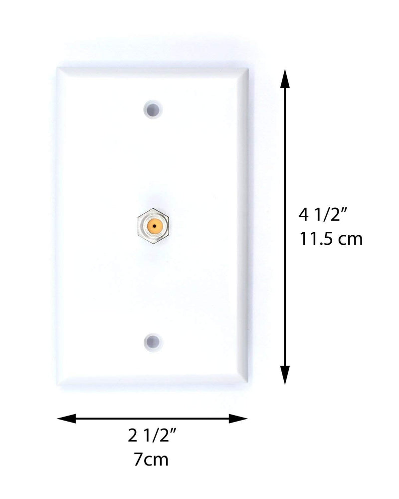 White Video Wall Jack for Coax Cable F Type Coaxial Wallplate (Wall Plate) - 3 GHz Coupler Approved for Comcast, DIRECTV, Satellite Dish, and Antennas (4 Pack)