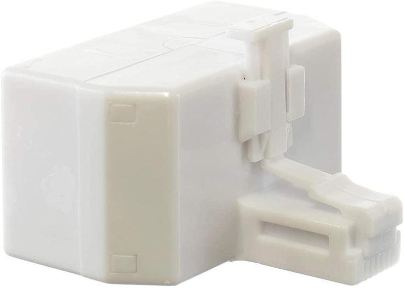 Telephone Splitter 2 Line Adapter - 3-Way Splitter (Line 1, Line 2, and Twin Line) - Dual Line Separator - 4 Conductor Connector (2 Phone Lines) - White, 2 Pack