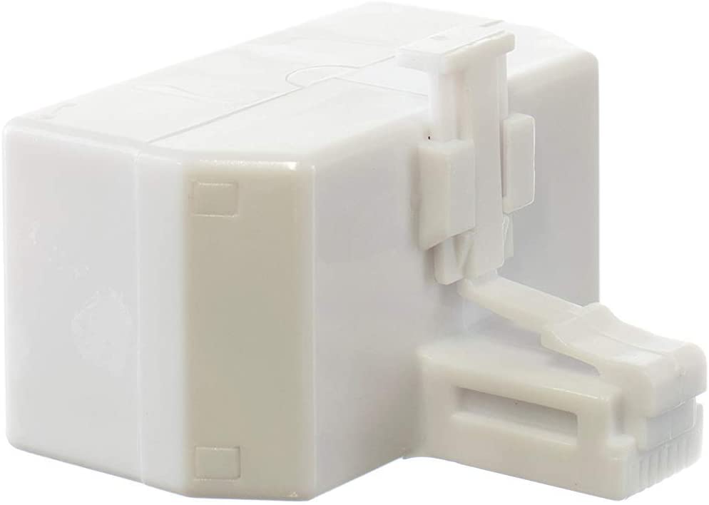 Telephone Splitter 2 Line Adapter - 3-Way Splitter (Line 1, Line 2, and Twin Line) - Dual Line Separator - 4 Conductor Connector (2 Phone Lines) - White, 2 Pack