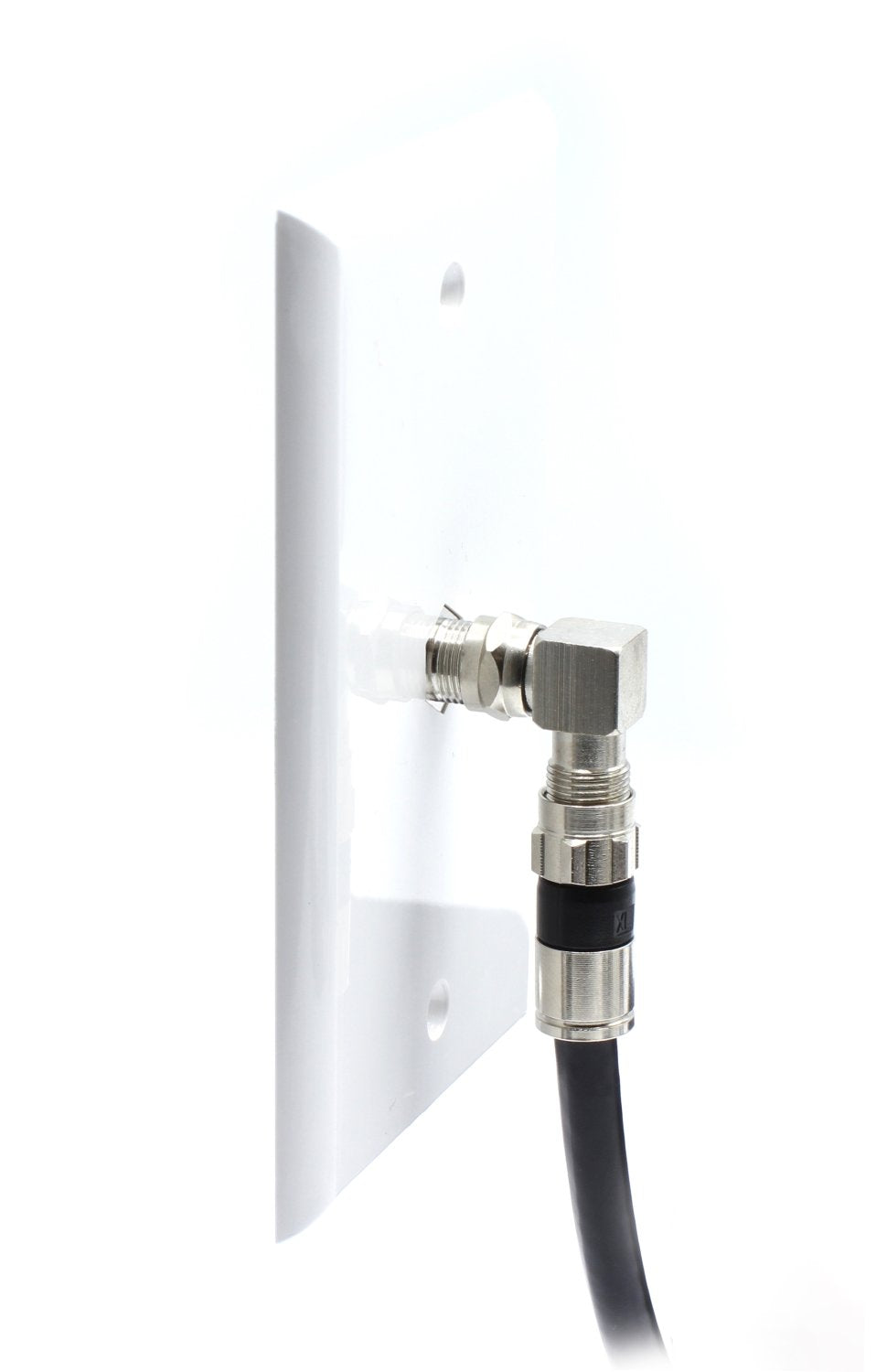 Coaxial Cable Right Angle Connector - 50 Pack - for Tight Corners and Flat Panel TV Mounting - 90 degree F Type Adapter for Coax Cable and Wall Plates