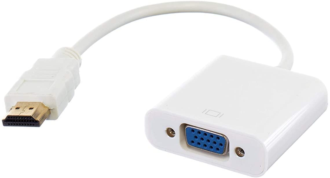 HDMI to VGA Adapter - 1080 HDMI to VGA Adapter Video Male to Female Converter for PC/Laptop, TV, Projector - White