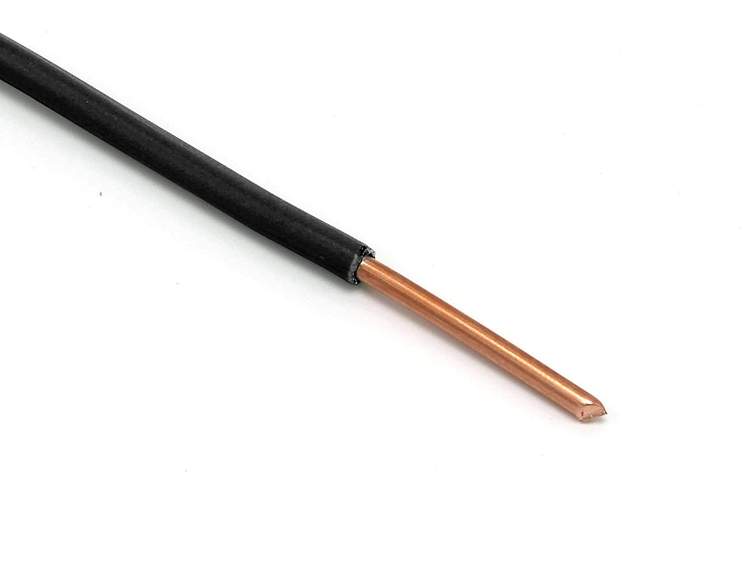10 Feet (3 Meter) - Insulated Solid Copper THHN / THWN Wire - 14 AWG, Wire is Made in the USA, Residential, Commerical, Industrial, Grounding, Electrical rated for 600 Volts - In Black