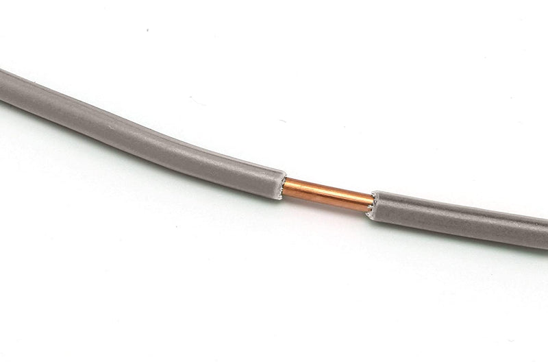 75 Feet (23 Meter) - Insulated Solid Copper THHN / THWN Wire - 14 AWG, Wire is Made in the USA, Residential, Commerical, Industrial, Grounding, Electrical rated for 600 Volts - In Grey