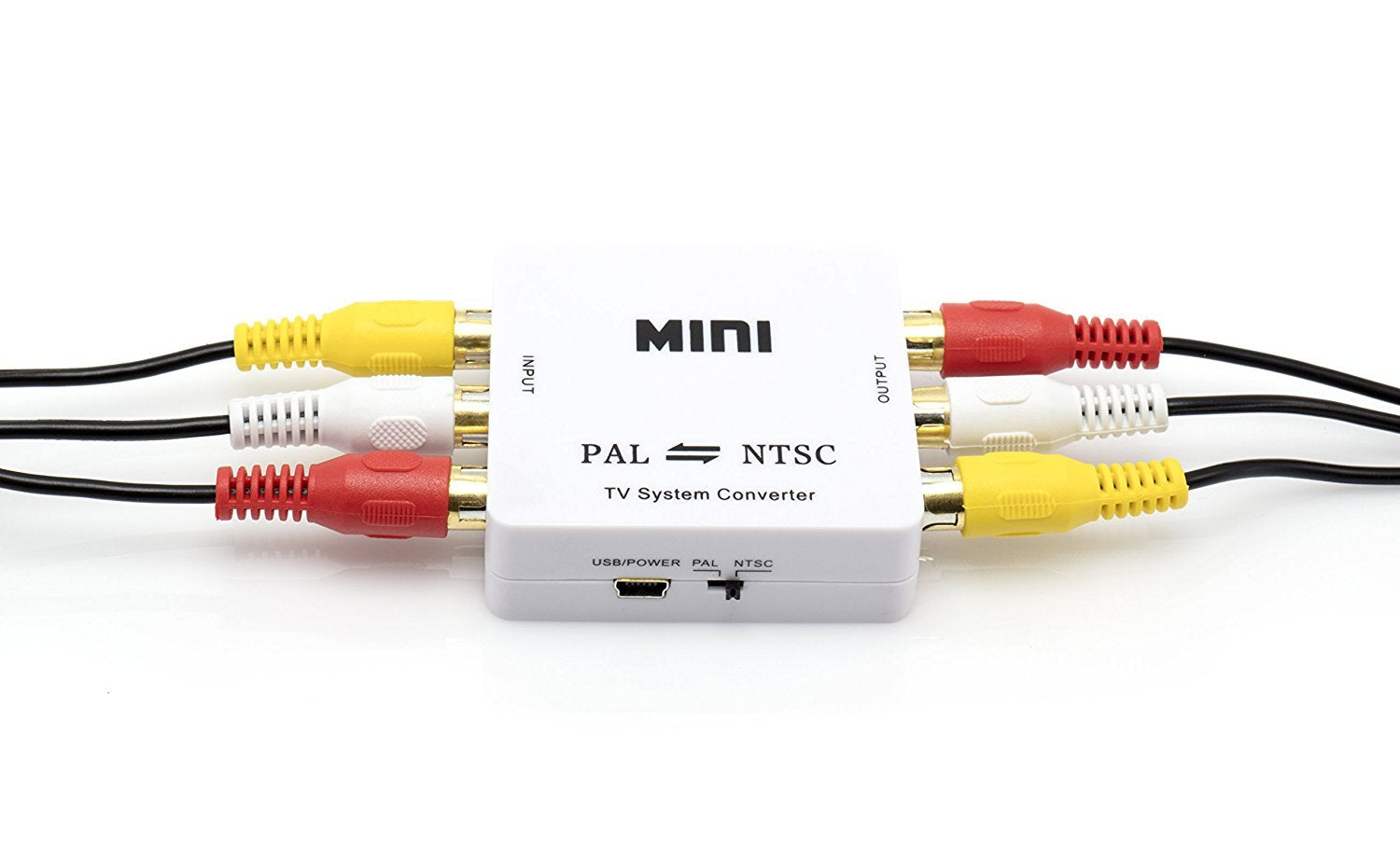 NTSC to PAL Converter Kit - TV Converter from PAL to NTSC - Bi-Directional TV System Converter Adapter with Two RCA Cables - (White) - DOES NOT CONVERT ACTUAL DVD OR VHS, ONLY OUTPUT