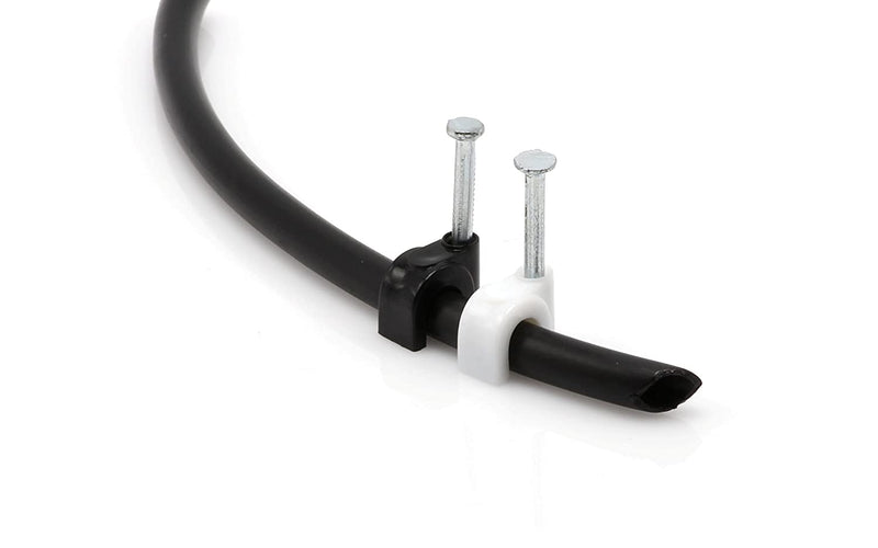 THE CIMPLE CO - Single Coaxial Cable Clips, Cat6, Electrical Wire Cable Clip, 1/4 in (6 mm) Nail Clip and Fastener, Black (10 pieces per bag)