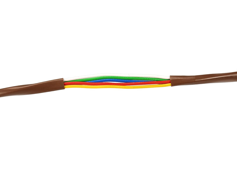 Thermostat Wire 18/5 - Brown - Solid Copper 18 Gauge, 5 Conductor - CL2 (UL Listed) CMR Riser Rated (CL3) - Residential, Commercial and Industrial Rated - 18-5, 25 Feet