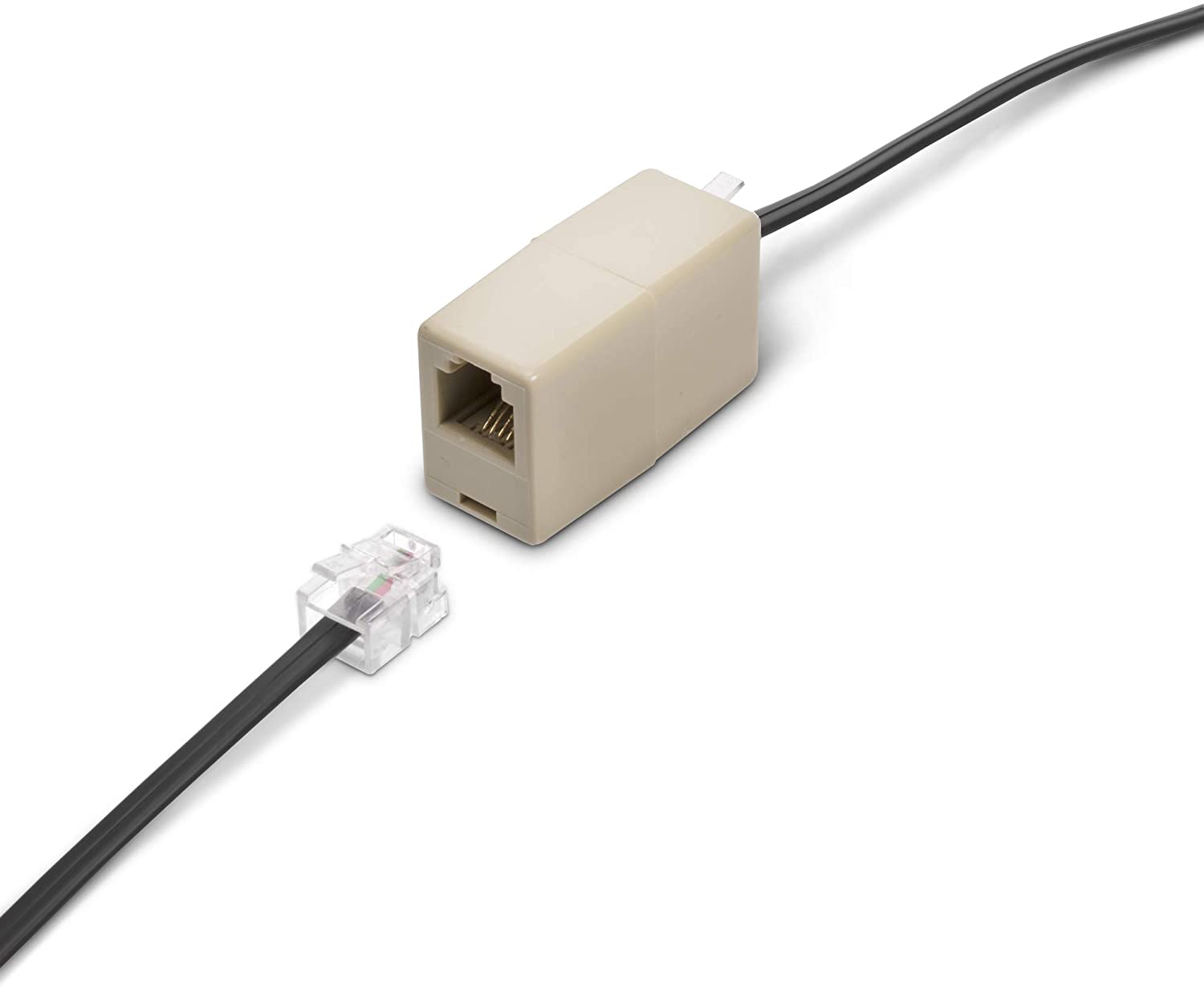 Phone Line Cord 50 Feet - Modular Telephone Extension Cord 50 Feet - 2 Conductor (2 pin, 1 line) cable - Works great with FAX, AIO, and other machines - Black