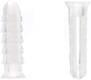 Ribbed Plastic Conical Anchors - For Concrete, Stucco, Brick, Drywall, and Similar - Kit of 100 Anchors