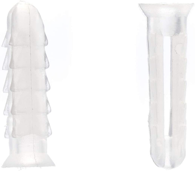 Ribbed Plastic Conical Anchors - For Concrete, Stucco, Brick, Drywall, and Similar - Kit of 50 Anchors