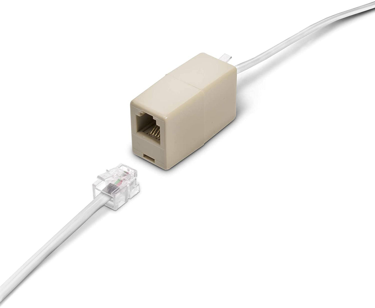 Phone Line Cord 100 Feet - Modular Telephone Extension Cord 100 Feet - 2 Conductor (2 pin, 1 line) cable - Works great with FAX, AIO, and other machines - White