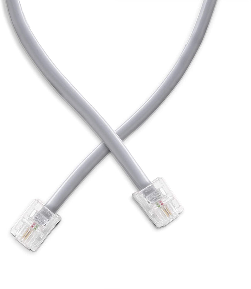 Phone Line Cord 25 Feet - Modular Telephone Extension Cord 25 Feet - 2 Conductor (2 pin, 1 line) cable - Works great with FAX, AIO, and other machines - Grey/Silver