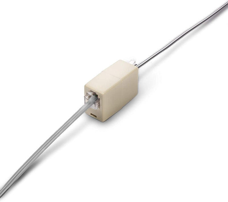 Phone Line Cord 25 Feet - Modular Telephone Extension Cord 25 Feet - 2 Conductor (2 pin, 1 line) cable - Works great with FAX, AIO, and other machines - Grey/Silver