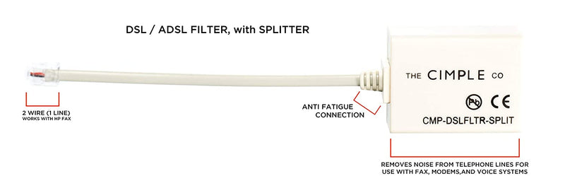 2 Wire, 1 Line DSL Filter, with Built in Splitter - for removing noise and other problems from DSL related phone lines