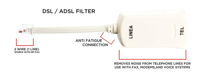 2 Wire, 1 Line DSL Filter - for removing noise and other problems from DSL related phone lines - 2 Pack