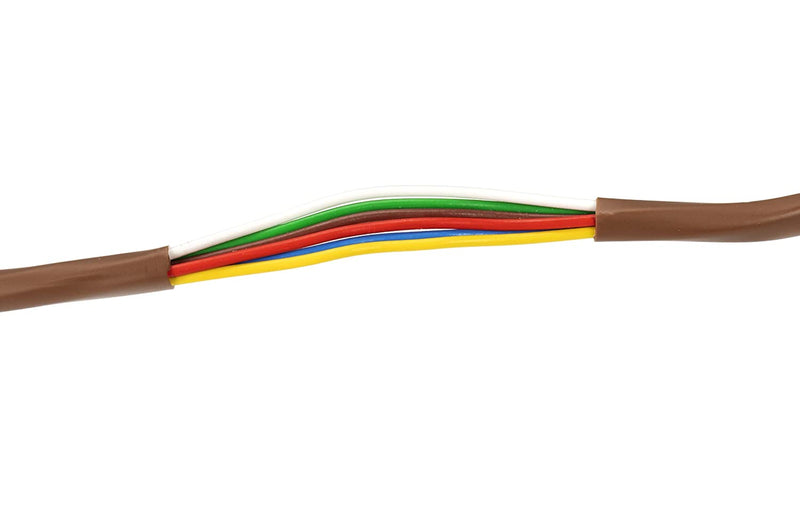 Thermostat Wire 18/6 - Brown - Solid Copper 18 Gauge, 6 Conductor - CL2 (UL Listed) CMR Riser Rated (CL3) - Residential, Commercial and Industrial Rated - 18-6, 10 Feet