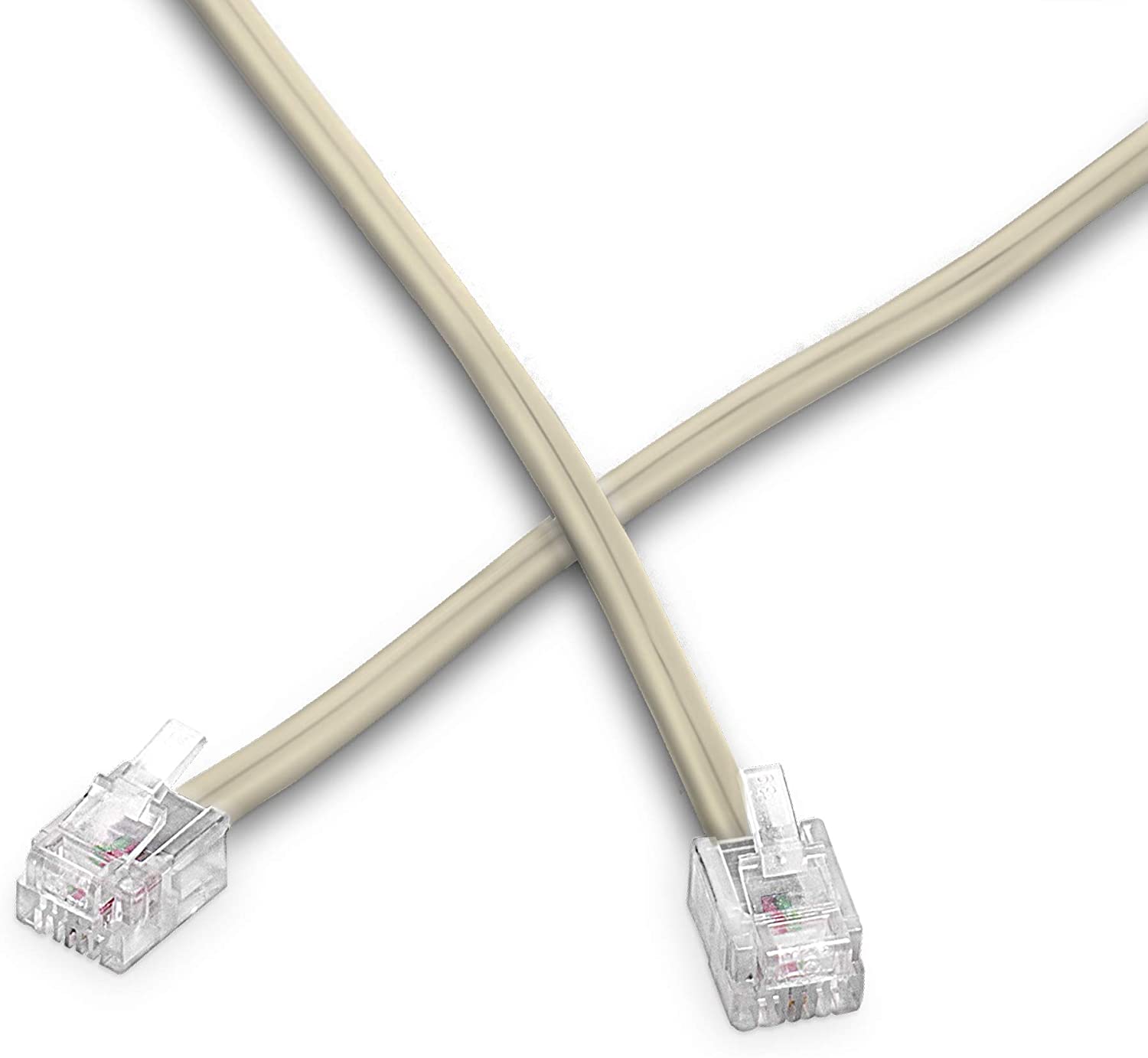 Phone Line Cord 50 Feet - Modular Telephone Extension Cord 50 Feet - 2 Conductor (2 pin, 1 line) cable - Works great with FAX, AIO, and other machines - Ivory