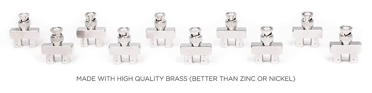 BNC Y Splitter - 2 Output BNC, SDI, HD-SDI, CCTV Splitter - 1 Male Port to 2 Female Ports, Coaxial Cable Extension - 25 Pack