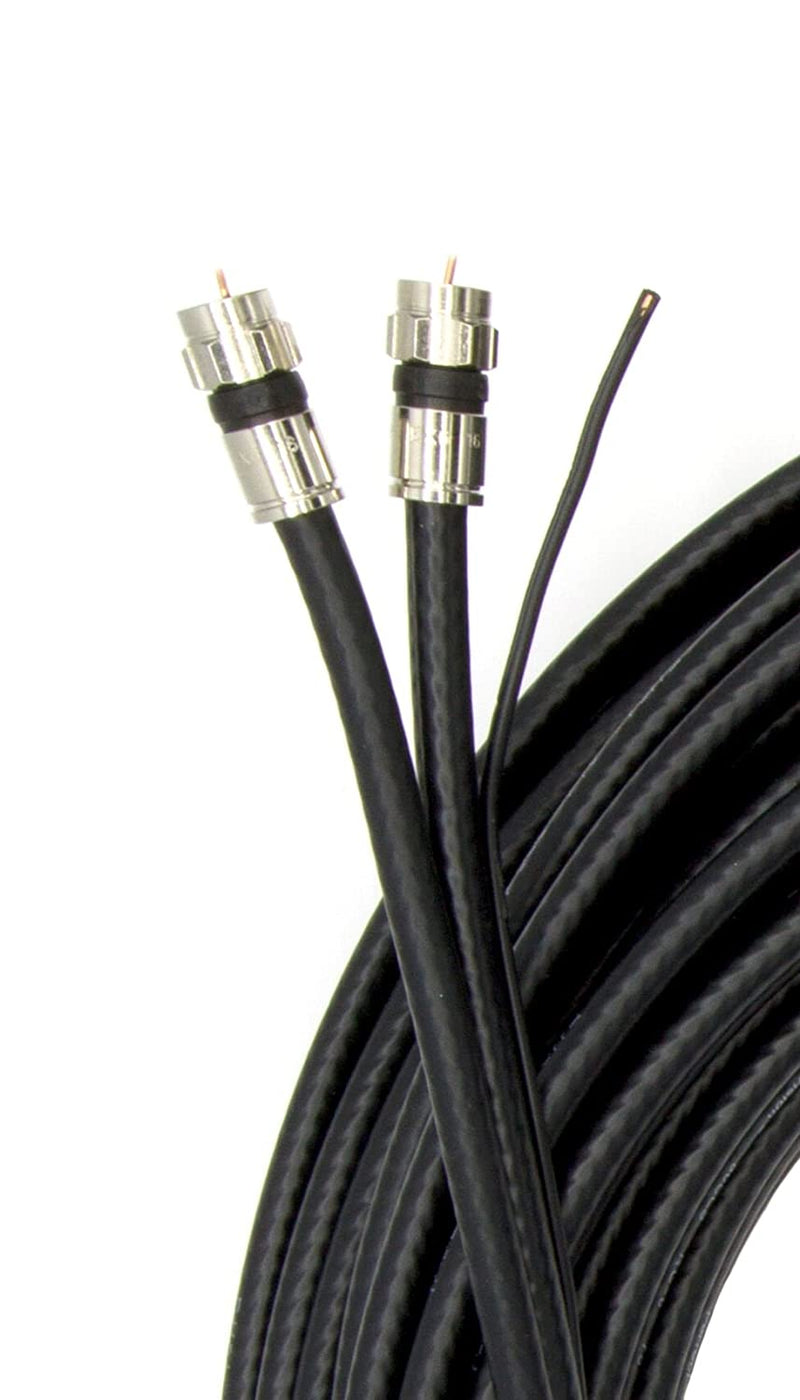 100ft Dual with Ground RG6 Coaxial Twin Coax Cable (Siamese Cable) with 18AWG Copper Ground Wire, Satellite, Antenna & CATV Quality Compression Connectors, Black
