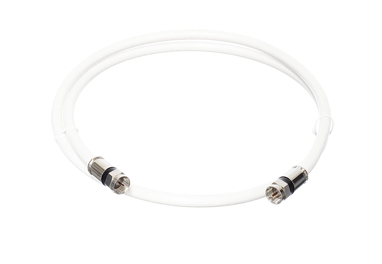 12 Foot White - Solid Copper Coax Cable - RG6 Coaxial Cable with Connectors, F81 / RF, Digital Coax for Audio/Video, Cable TV, Antenna, Internet, & Satellite, 12 Feet (3.6 Meter)