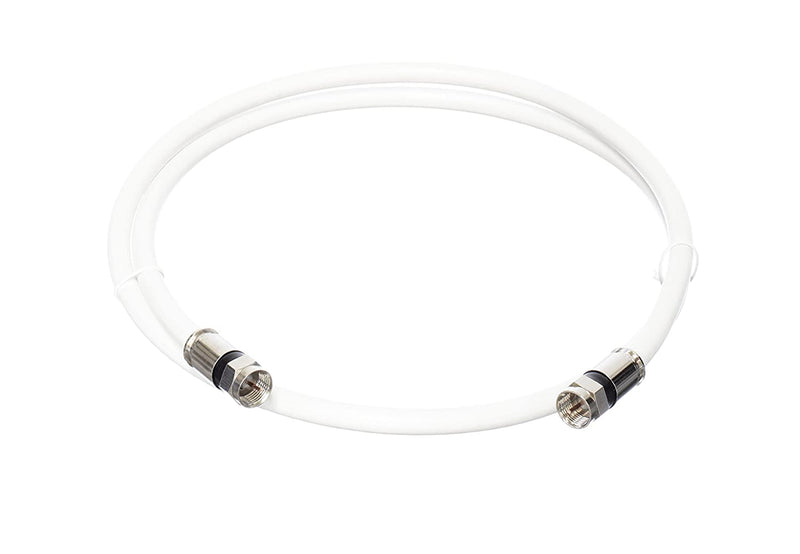 1 Foot (12 Inch) White - Solid Copper Coax Cable - RG6 Coaxial Cable with Connectors, F81 / RF, Digital Coax for Audio/Video, Cable TV, Antenna, Internet, & Satellite, 1 Foot (0.3 Meter)