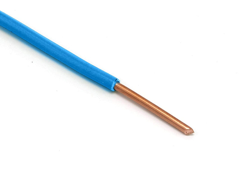 25 Feet (7.5 Meter) - Insulated Solid Copper THHN / THWN Wire - 14 AWG, Wire is Made in the USA, Residential, Commerical, Industrial, Grounding, Electrical rated for 600 Volts - In Blue