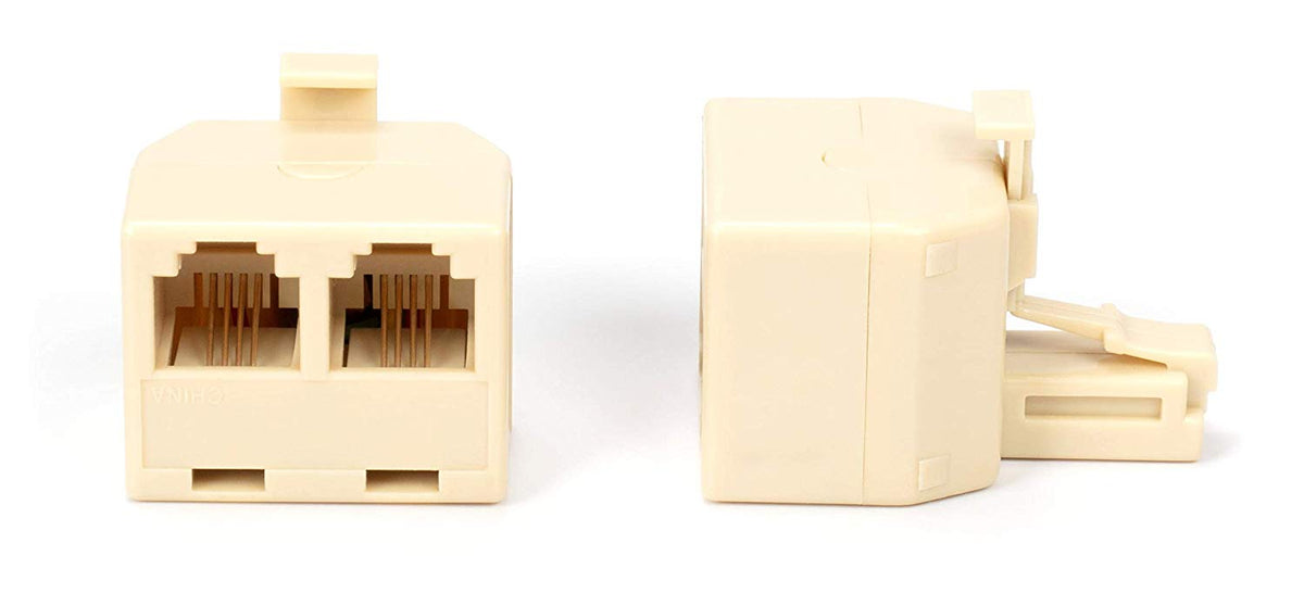 Duplex Modular Phone Wall Jack Adapter (IVORY) RJ11 - Splitter | One Pack