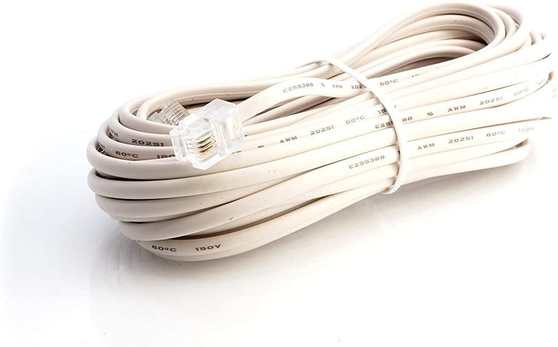 Phone Line Cord 25 Feet - Modular Telephone Extension Cord 25 Feet - 2 Conductor (2 pin, 1 line) cable - Works great with FAX, AIO, and other machines - Ivory