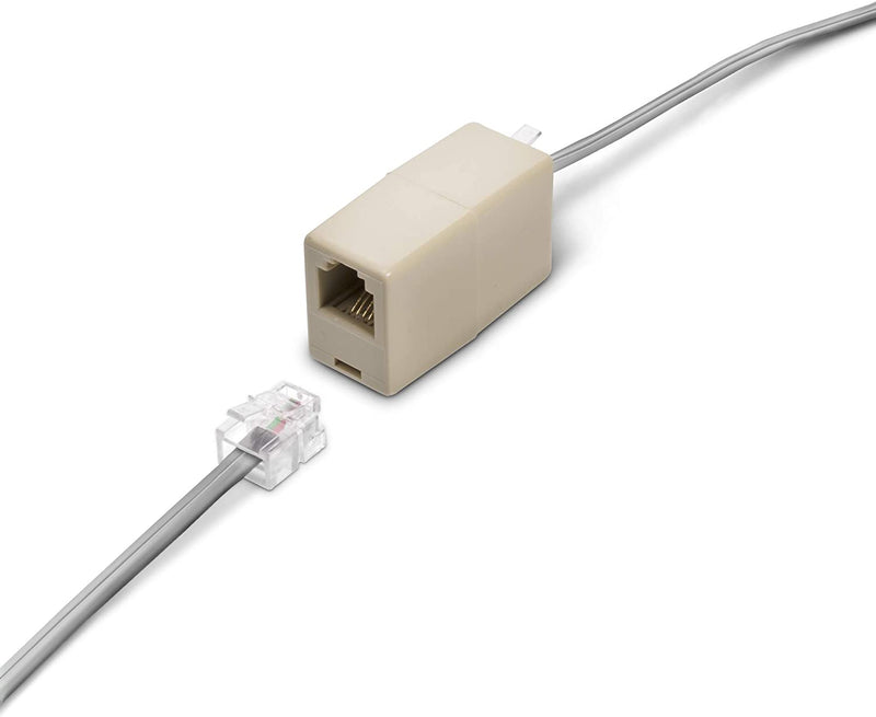 Phone Line Cord 25 Feet - Modular Telephone Extension Cord 25 Feet - 2 Conductor (2 pin, 1 line) cable - Works great with FAX, AIO, and other machines - Grey/Silver