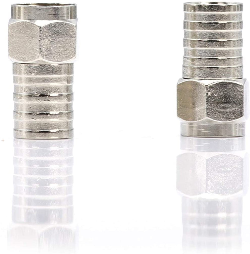 Coaxial Crimp Type Fitting / Connector - for RG6 Coax Cable - for easy installation (100 Pack)