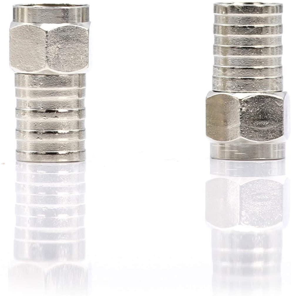 Coaxial Crimp Type Fitting / Connector - for RG6 Coax Cable - for easy installation (50 Pack)