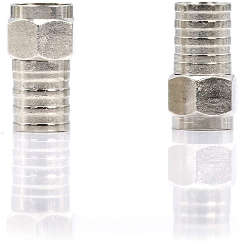 Coaxial Crimp Type Fitting / Connector - for RG6 Coax Cable - for easy installation (25 Pack)